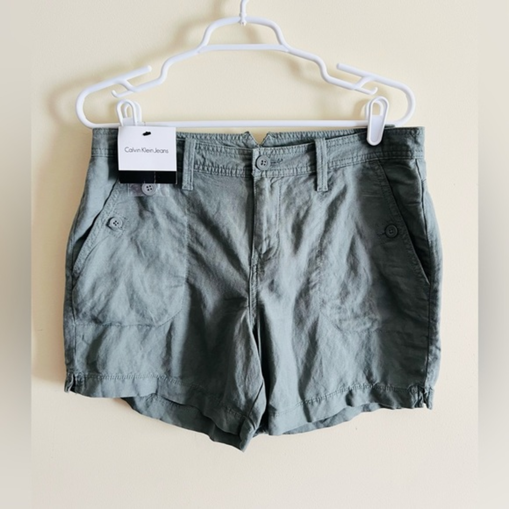 𝅺CALVIN Klein Women's Shorts‎ Linen Blend Chino shorts 6